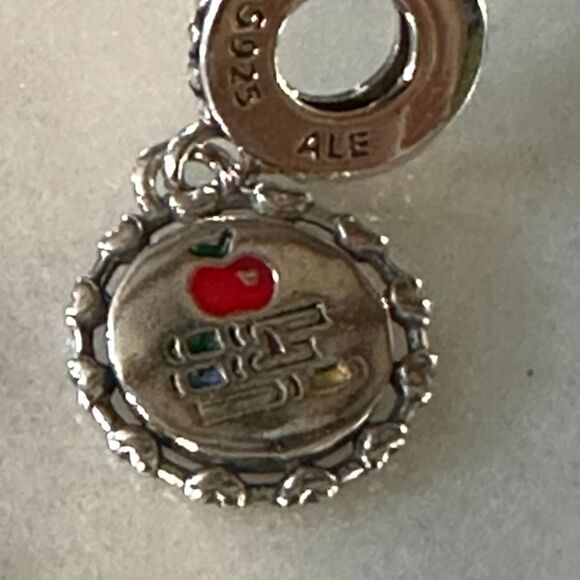 Authentic Pandora‎ School Teacher Apple Engravable Dangle Charm - Picture 1 of 4